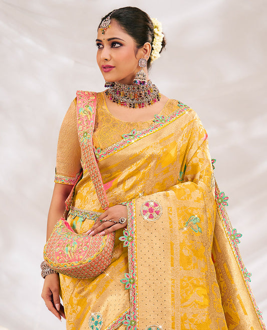 Yellow Fancy Organza Designer Saree
