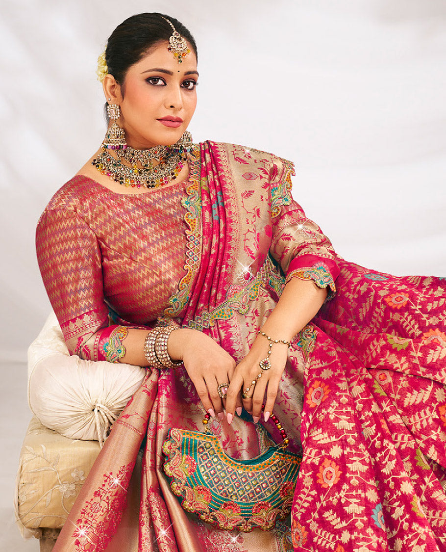 Pink Fancy Organza Designer Saree