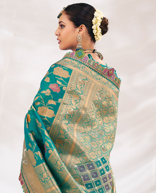 Blue Fancy Organza Designer Saree