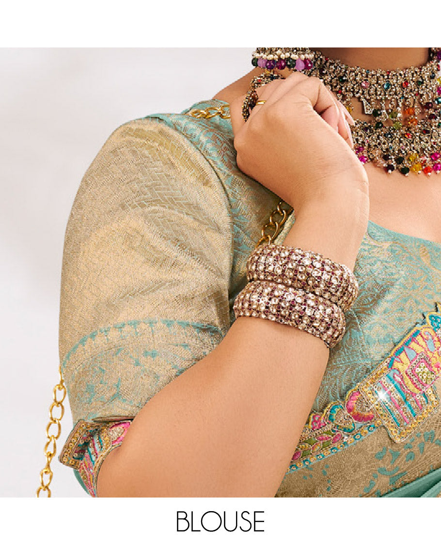 Blue Fancy Organza Designer Saree