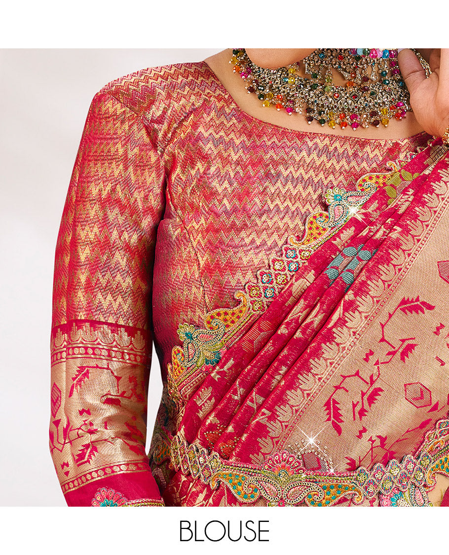 Pink Fancy Organza Designer Saree