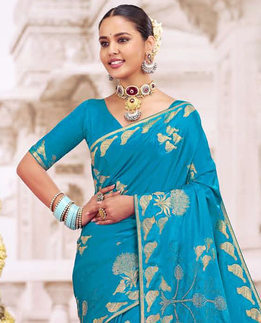 Blue bird buttas designer catalog saree, bird, and floral design border, and pallu of jaal designs