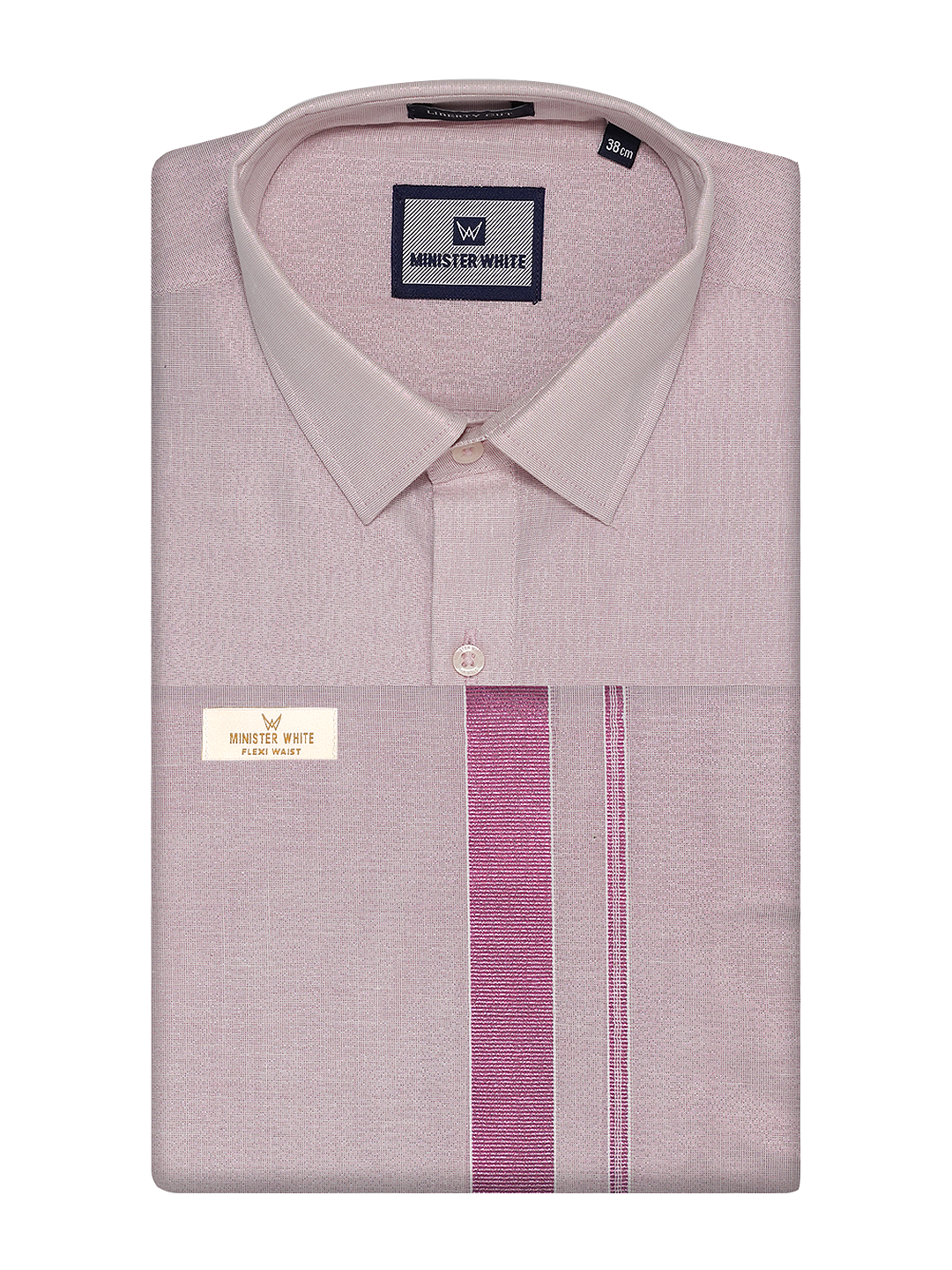 Men's Tissue Rose Color Flexi Dhoti Shirt Wedding Combo Maverick Flexi
