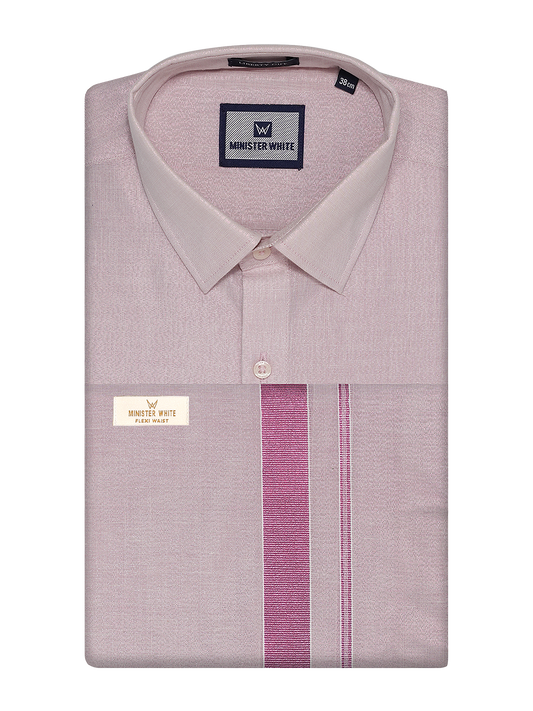 Men's Tissue Rose Color Flexi Dhoti Shirt Wedding Combo Maverick Flexi