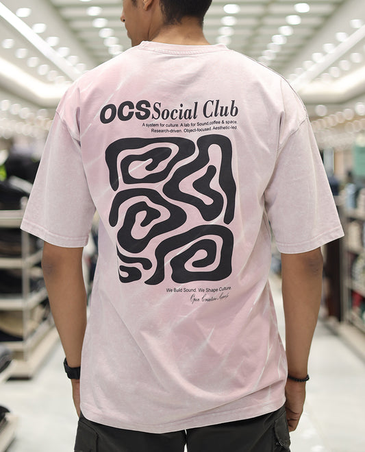Pink Cotton-Blended T-Shirt, Accentuated with Typography Print, Comes with a Crew Neck, Half-Sleeves, Oversized Fit, and Long Length