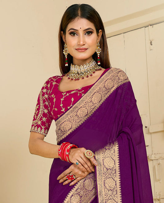 Dark Purple Designer Catalog Saree