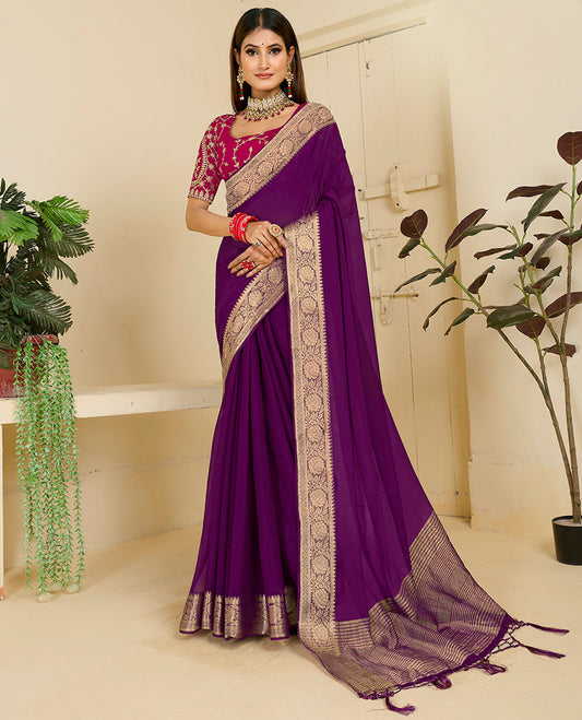 Dark Purple Designer Catalog Saree