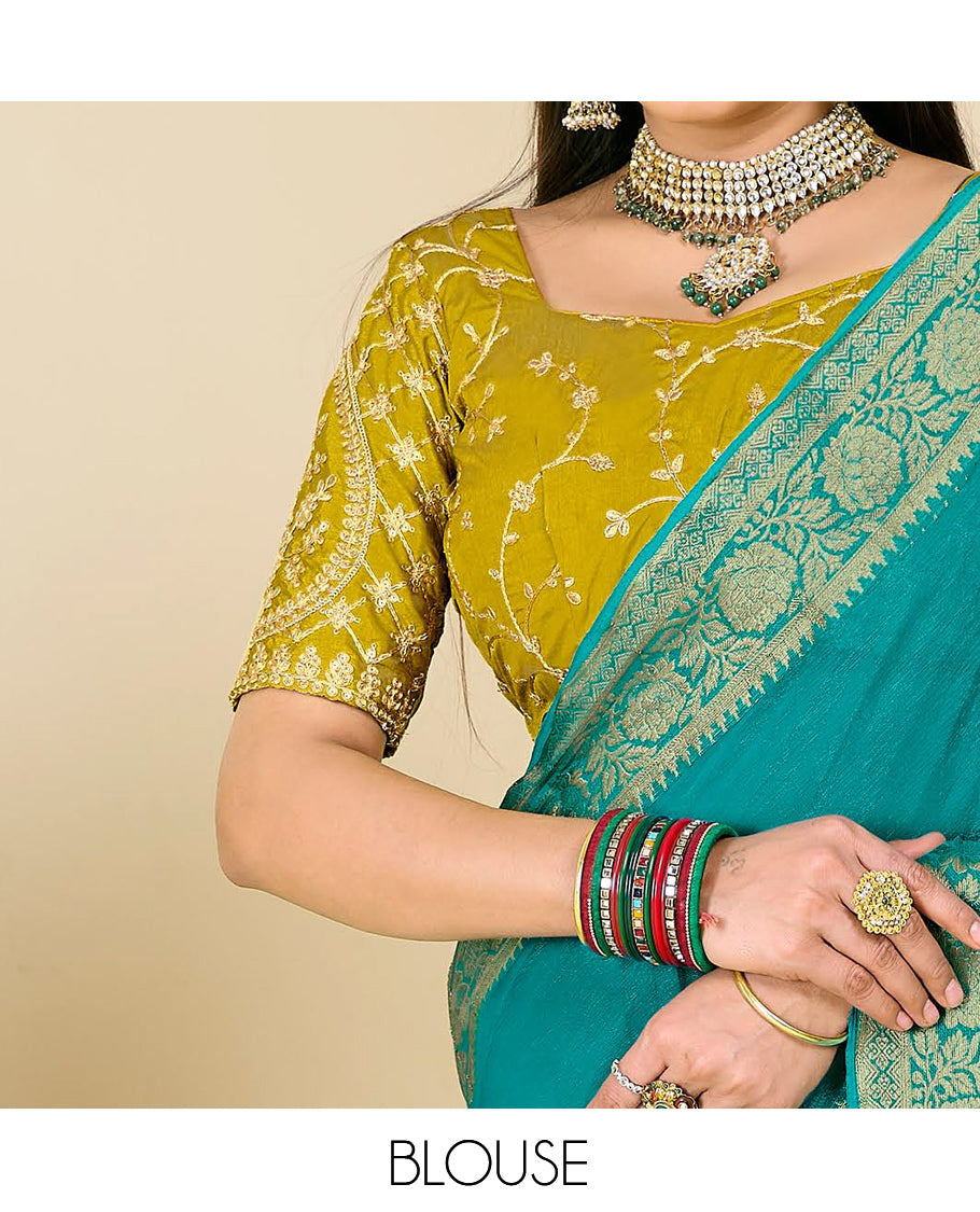 Teal Designer Catalog Saree