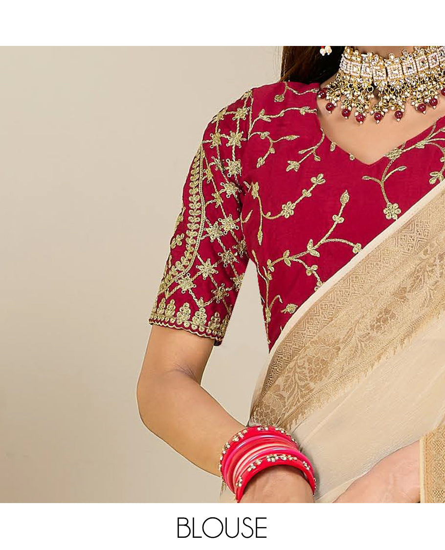Cream Designer Catalog Saree