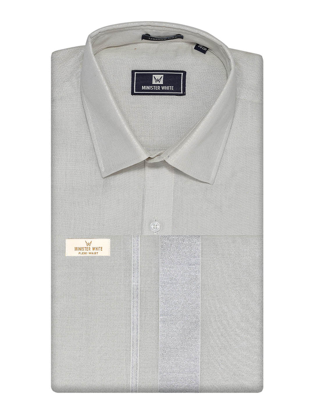 Men's Tissue Silver Color Flexi Dhoti Shirt Wedding Combo Maverick Flexi