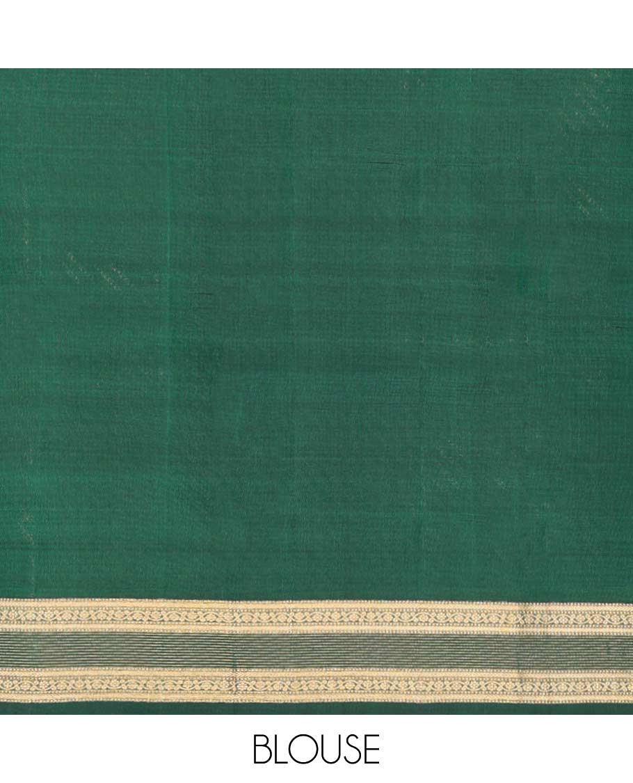 Green zari design vasundhara Elite silk saree, rettai pettu zari border & pallu of diagonal stripes in zari