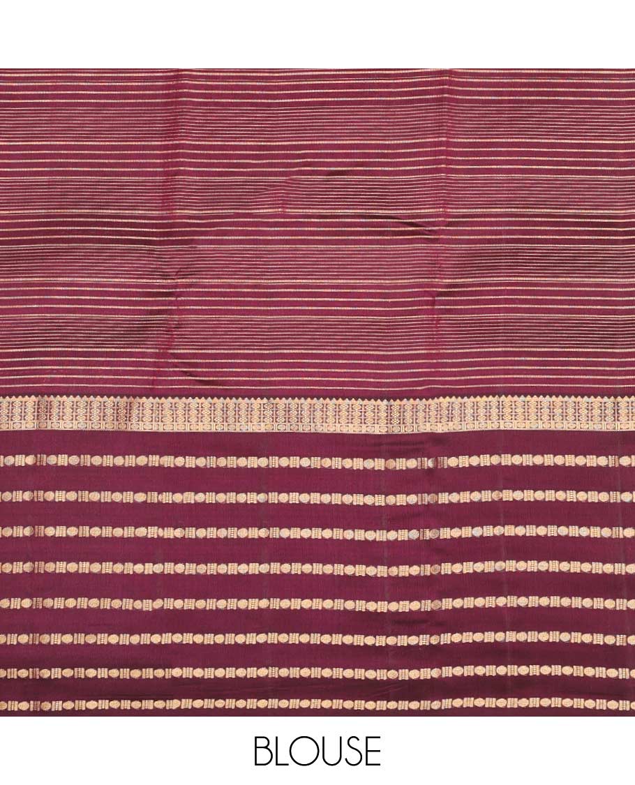 Maroon checked Vasundhara elite silk saree,  contrast traditional zari design border & intricate pallu