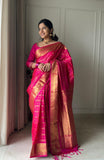 Pink Zari Butta Enclosed Checked Vasundhara Silksaree, a Zari Kuthirai-Chakra Border, a Matching Blouse