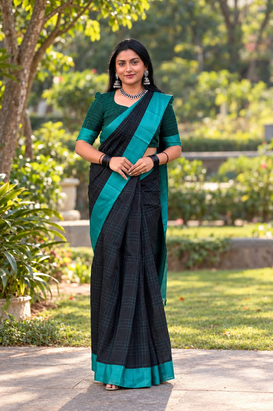 Black Semi-Silk Cotton Saree