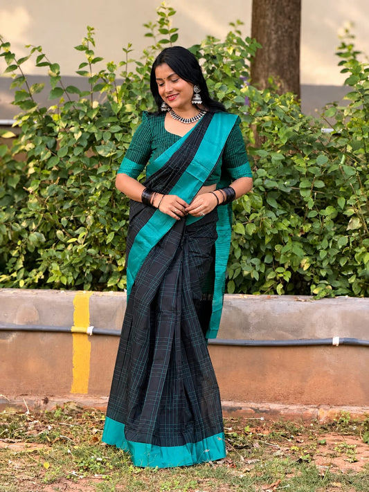 Black Semi-Silk Cotton Saree