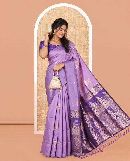 Borderless Lavender Elite Soft Silk Saree