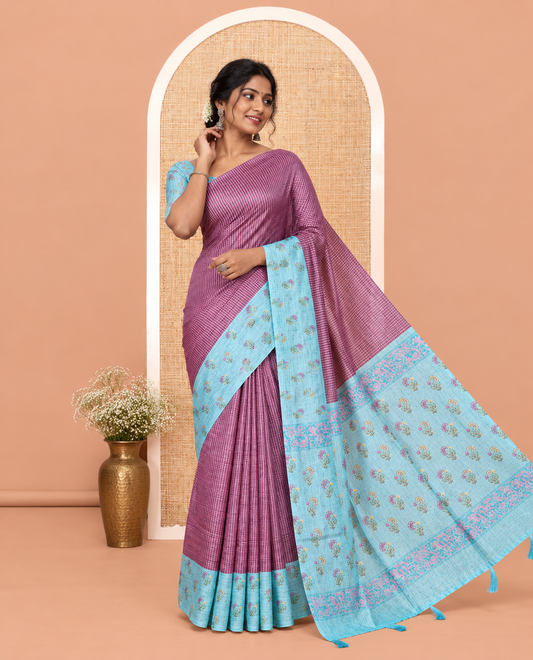 Violet Semi-Tussar Saree