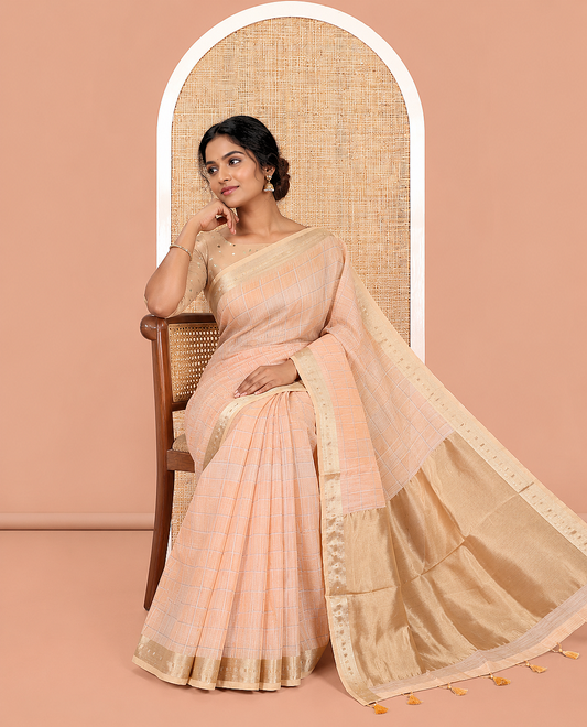 Light Sandal Linen Saree
