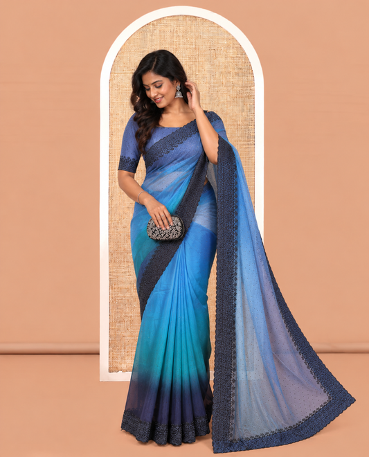 Rama Twill Net Saree