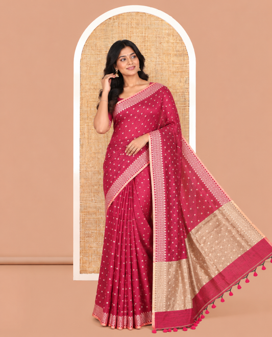 Purple Khadi Cotton Saree