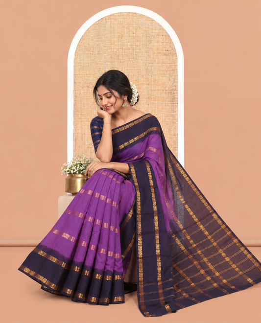 Violet Sungudi Cotton Saree