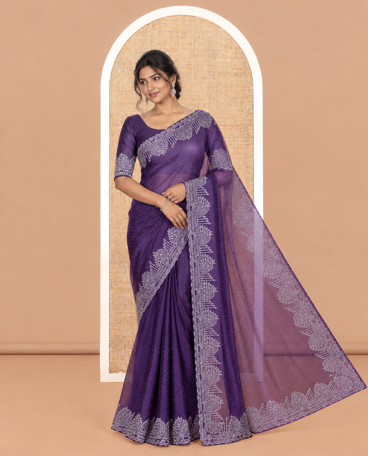 Violet Twill Net Saree