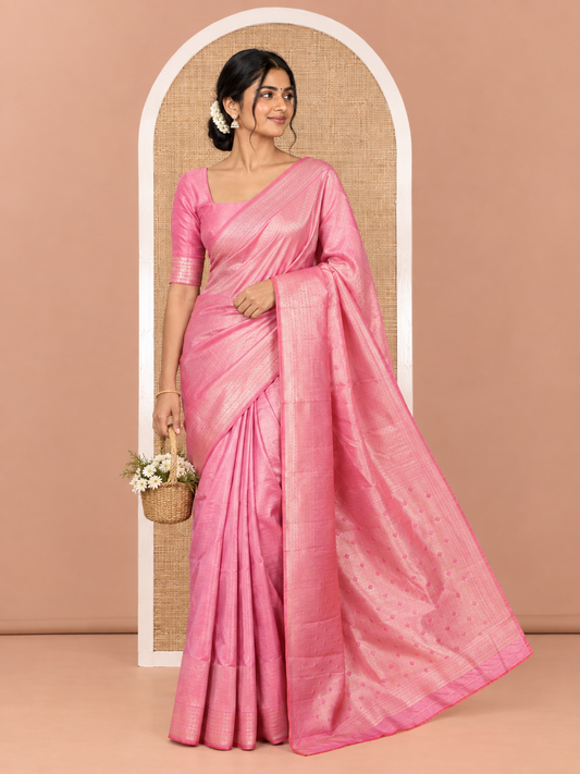 Onion Pink Elite Soft Silk Saree, Enriched with Jacquard, Buttas, Traditional Border, Grand Pallu and Matching Blouse