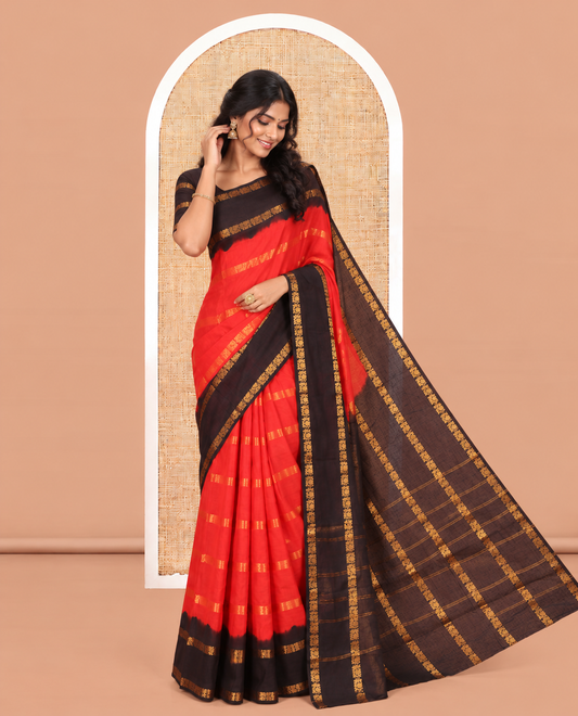 Red Sungudi Cotton Saree