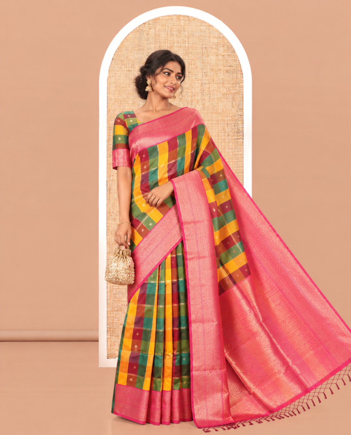 Bright Rani Pink Rani Pink Fancy Softy Silk Saree