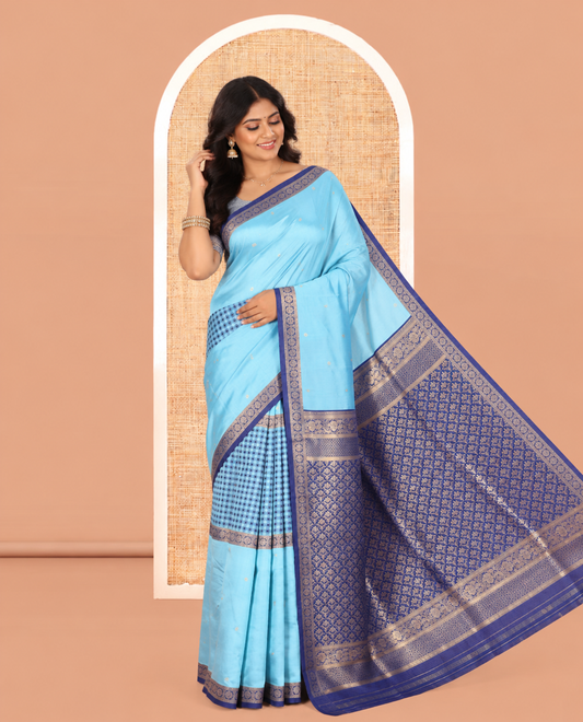 Blue Semi-Soft Silk Saree
