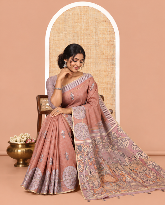 Brown Fancy Tussar Saree
