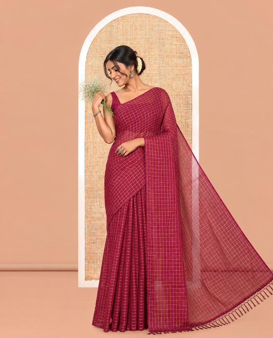 Borderless Purple Chiffon Saree