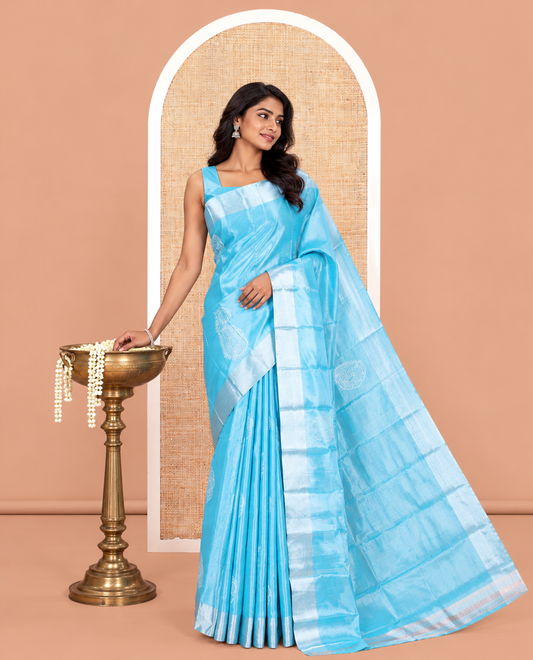 Blue Tissue Saree