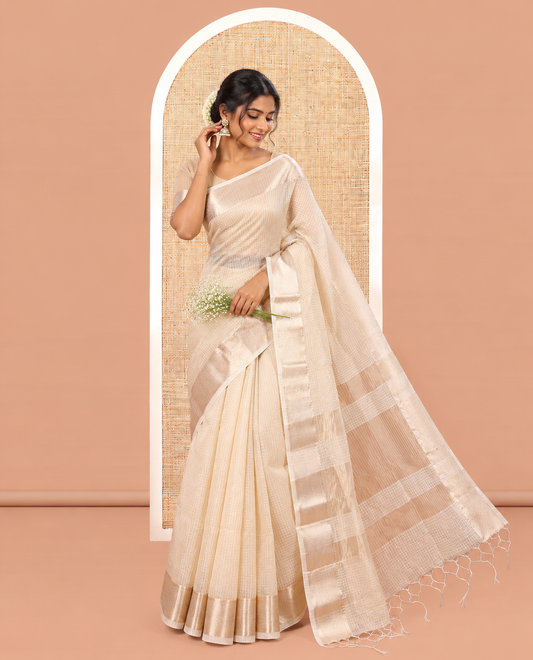 Cream Kota Cotton Saree