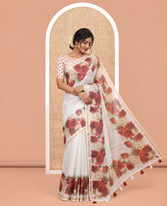 Cream Kota Chex Saree