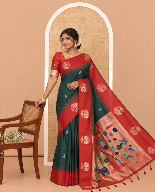 Dark Green Elite Soft Silk Saree