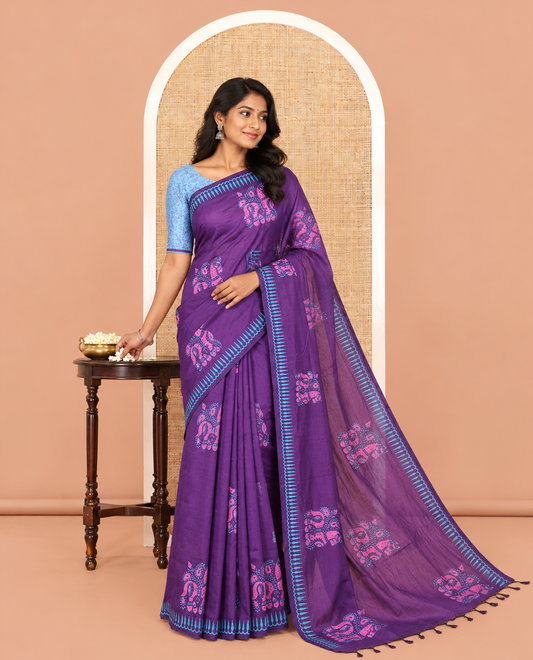 Purple South Cotton Saree