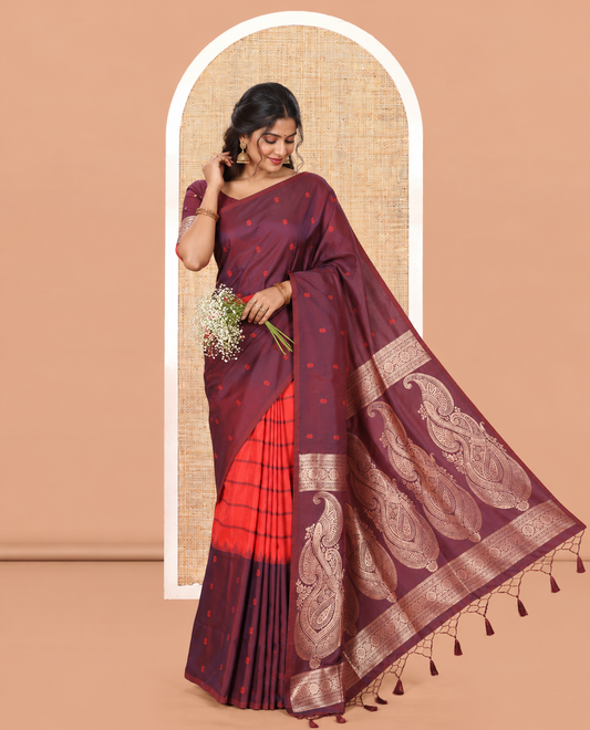Borderless Red Elite Soft Silk Saree