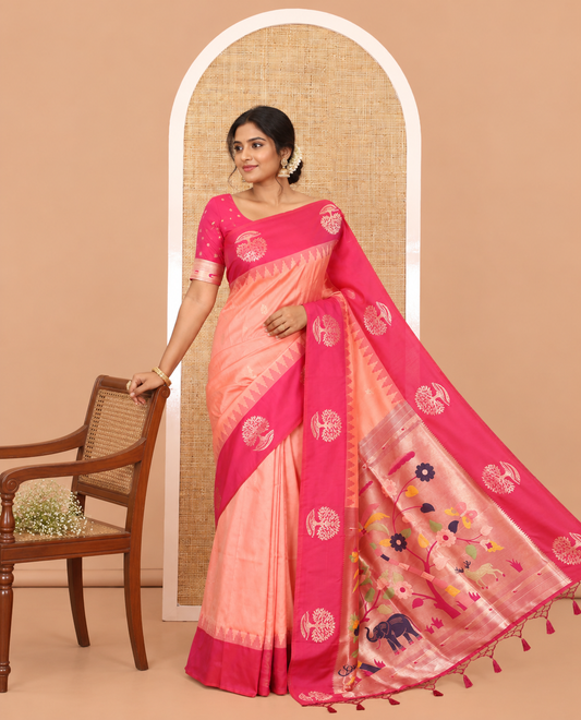 Peach Elite Soft Silk Saree