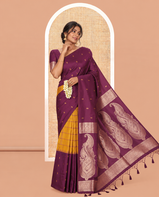 Borderless Mustard Elite Soft Silk Saree