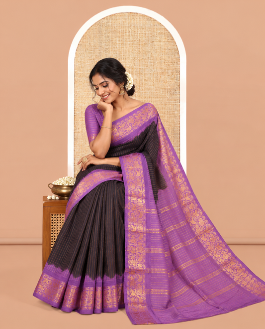 Black Sungudi Cotton Saree