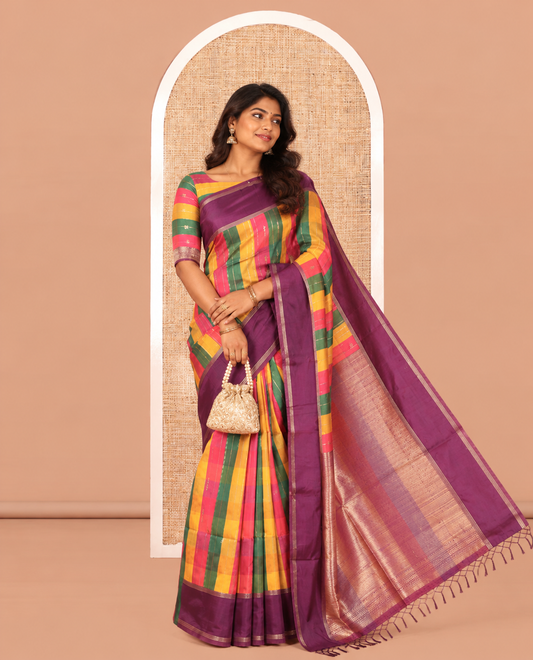 Purple Fancy Softy Silk Saree