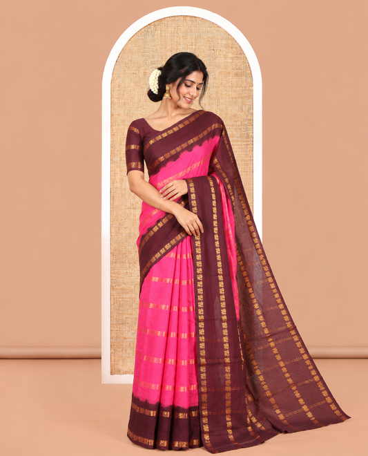 Pink Sungudi Cotton Saree