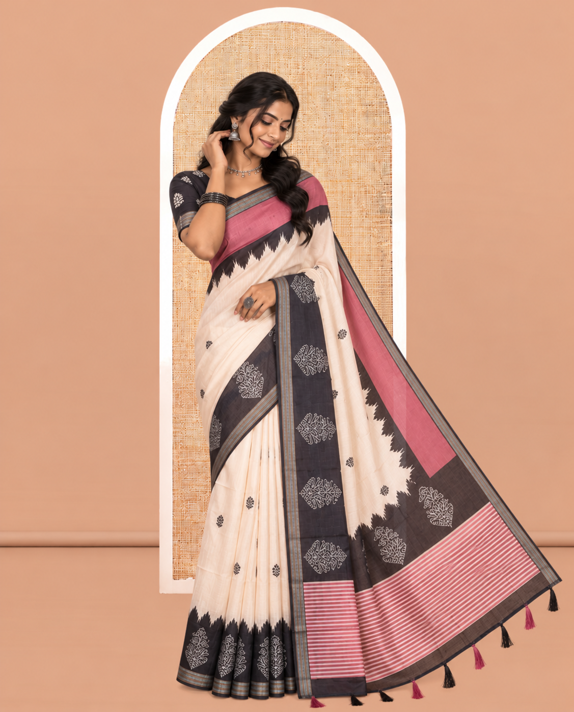 Chikku-Onion Pink Chanderi Cotton Saree