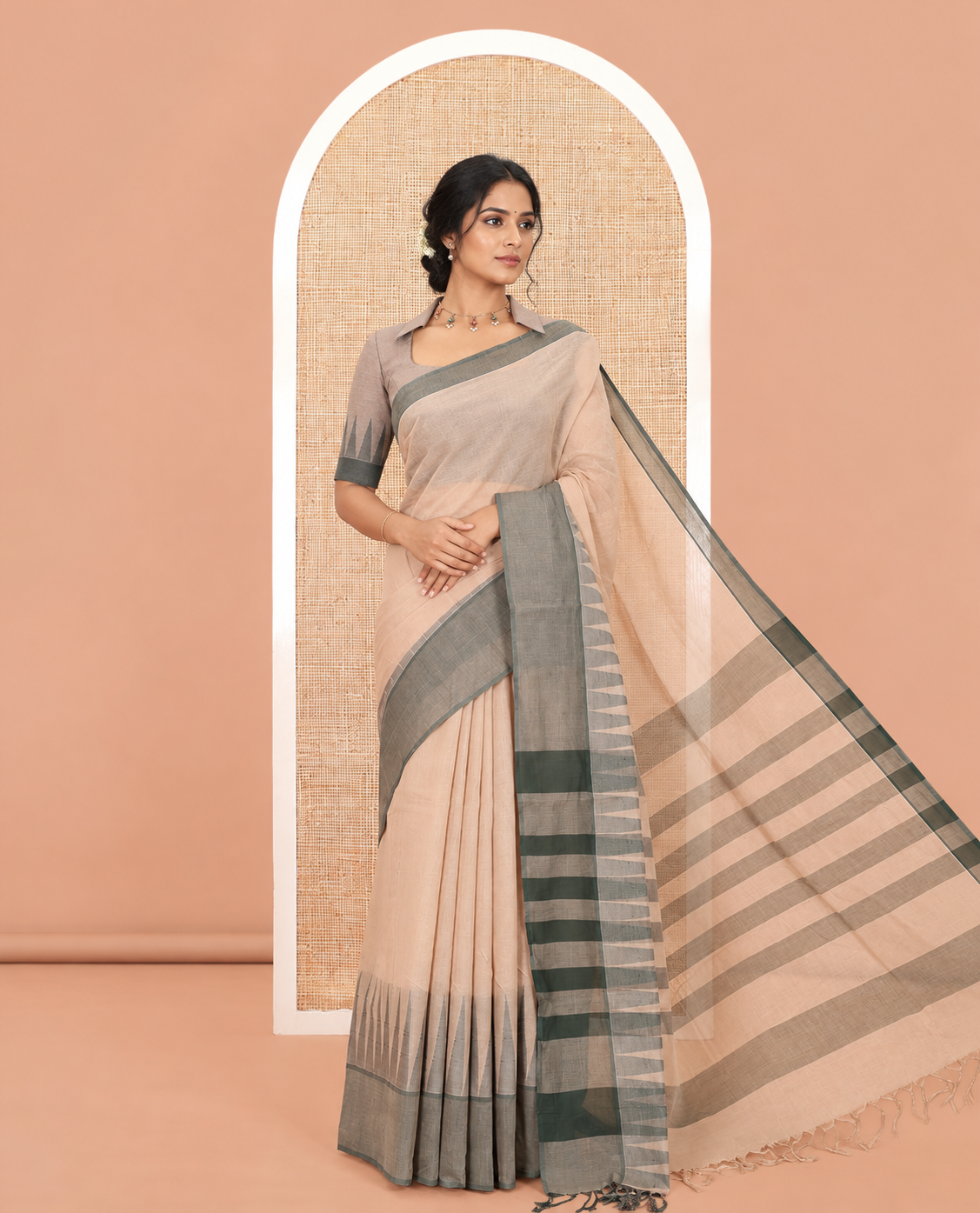 Chikku Plain Cotton Saree