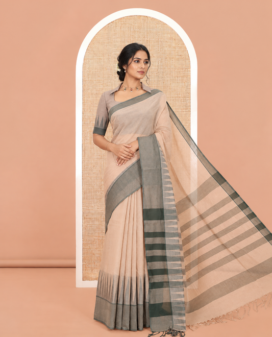 Chikku Plain Cotton Saree