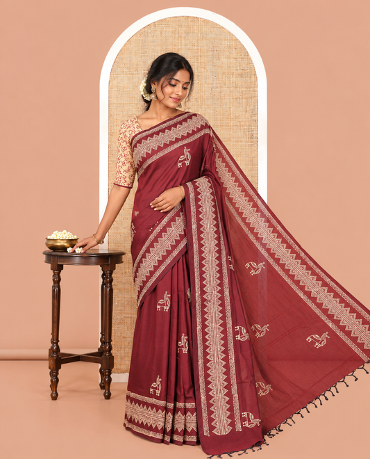 Maroon South Cotton Saree