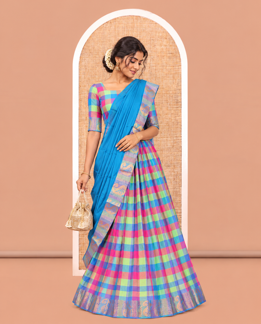 Multi-Color Mercerised Cotton Saree