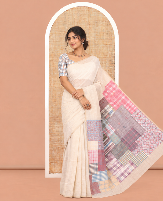 Borderless Chikku-Black Munga Cotton Saree