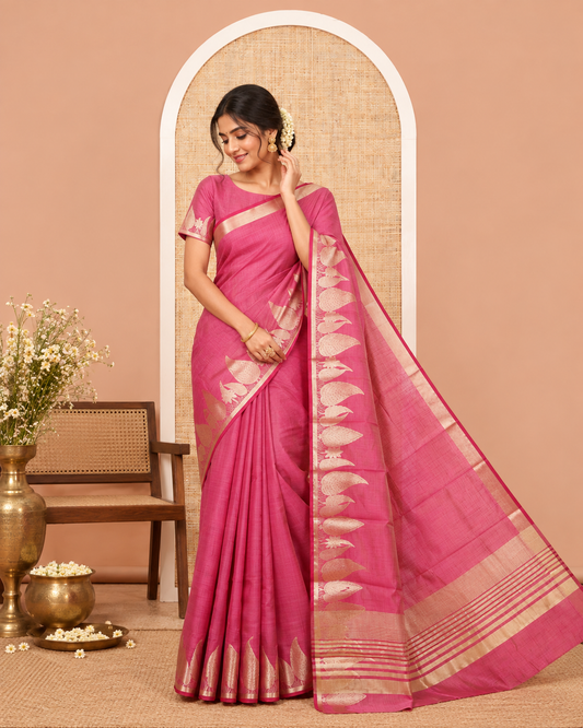 Purple Plain Art Tussar Saree